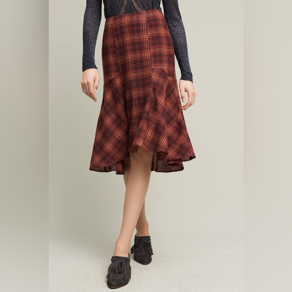 Maeve Dresses & Skirts - Anthropologie | Maeve red/navy plaid wool flared skirt 6